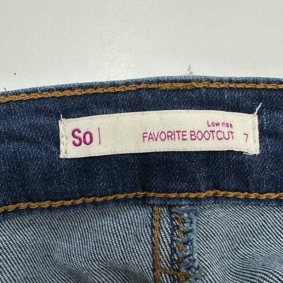 SO Low Rise Favorite Bootcut Women's size 7 Dark Wash Blue Denim Jeans - Picture 3 of 4